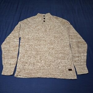 Outpost Makers‎ Sweater Mens Large Beige Cotton Acrylic Waffle Knit Mock Henley